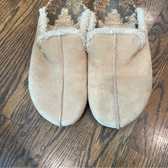 FREE PEOPLE Damon Clogs Tan Suede Faux Fur Textile Insoles Slip Ons - Picture 4 of 14